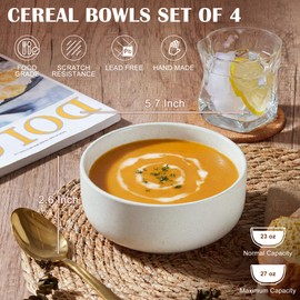 E-far Cereal Bowls Set of 4, 27oz Ceramic Deep Soup Bowls for Kitchen, Microwave Safe Bowls for Serving Prep, Rice, Dessert, Snack, Salad, Dishwasher Safe, Speckled Multicolor