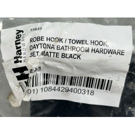 Harney Robe Hook / Towel Hook, Daytona Bathroom Hardware Set Matte Black