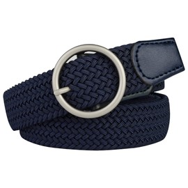 Drizzte Plus Size Belts 51'' Woven Stretch Elastic Navy Blue Belt Womens