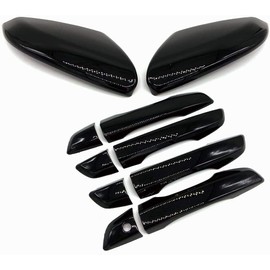 Ghxsport Ultra Finish Glossy-Black Series Door Handle+Mirror Covers Overlay Combo Set Compatible with 2016-2020 Honda Civic