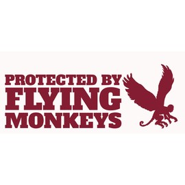 2 Pack - Protected by Flying Monkeys - Decal Vinyl Sticker Graphics for Car Truck SUV Van Wall Window Laptop - 5.5" W X 2" H Crimson HGC3079.08