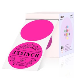 PARLAIM Round Thermal Labels 3 Inch Fluorescent Pink, 500PCS Circle Direct Thermal Printer Sticker for Home Business Bottle DIY Design, QR Code, Name Tag, Moving Box Address Label