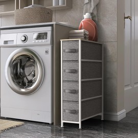 Sorbus Kids Narrow Dresser with 4 Drawers - Vertical Slim Storage Chest of Drawers with Steel Frame, Wood Top & Easy Pull Fabric Bins for Small Spaces, Closets, Bedroom, Bathroom & Laundry