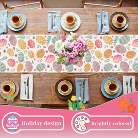 Oeyliz Easter Table Runner Easter Egg Table Runners Kitchen Dining Table Decoration 13x72 Inches Spring Table Runners Long Easter Tablecloth for Home Party Decor