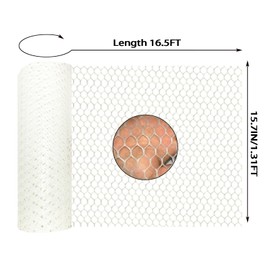 IRWORHDR White Plastic Chicken Wire Fence Mesh Plastic Wire Mesh Fence 15.7INx16.5FT Best for Poultry, Dogs,Cat, Rabbit, Snake Barrier & Gardening - Plastic Chicken Mesh,with 100 Pcs Fixed Straps