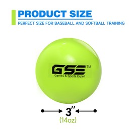 GSE Games & Sports Expert 3" Weighted Baseballs, Training Baseballs for All Skill Levels. Weighted Softballs for Outdoor Pitching, Batting, Throwing and Catching Practice (12 Pack/Green/14 oz)