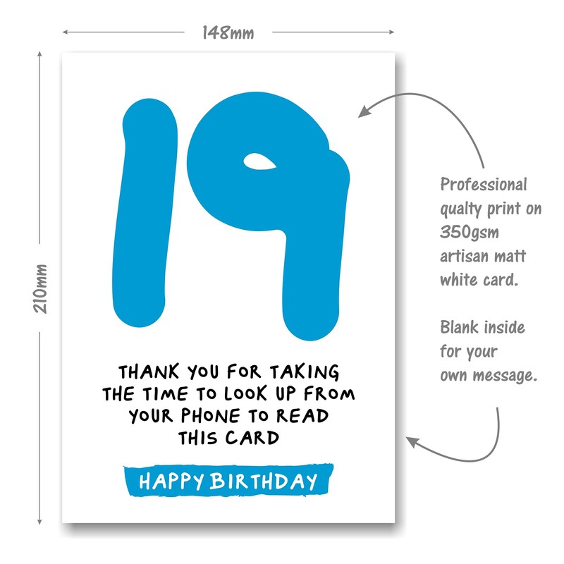 19th Birthday Card - Funny Joke for 19 Year Old