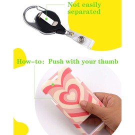 Pink Lanyard Badge Holder Retractable Reel Clip for Women Girls Aesthetic Heart Lanyards for ID Badges Keychain Keys