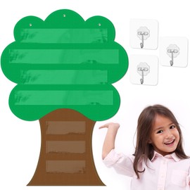 Teling 4 Pcs Tree Pocket Chart for Kids Set Includes 1 Large Size Green Teacher Supplies Pocket Classroom Schedule Pocket Chart with 3 Pcs Hooks for Cards Customization and Other Classroom Materials
