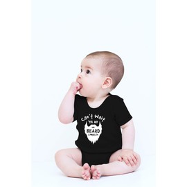 Can't Wait Til My Beard - Baby Clothes - Funny Newborn Bodysuit Outfits for Boys (12 Months, Black)
