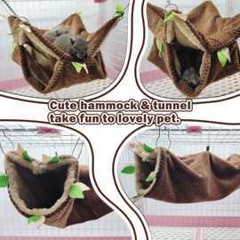 EAEDMY Ferret Rat Hammock Tunnel Toys Cage Accessories, Guinea Pig Hideout Tunnel, Warm Bed for Rat Ferret Guinea Pig Sleep Hide and Play (1.Hammock&Tunnel)