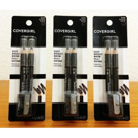 Covergirl Easy Breezy Brow Pencil with Sharpener, #500 Black, Lot of 3