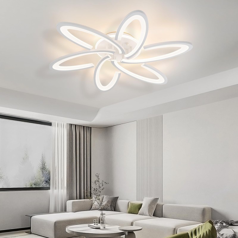 SEABLE Modern LED Light, 6+1 Rings 93W Dimmable Fixture 29.5"