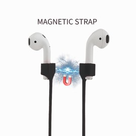 Ansumg Magnetic Anti-Lost Straps for AirPods,Colorful Soft Silicone Sports Lanyard, Neck Rope Cord (black, white, blue，grey)