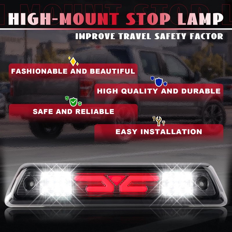 Nrgedzam LED Third Brake Light for Ford F150 Smoked Lens