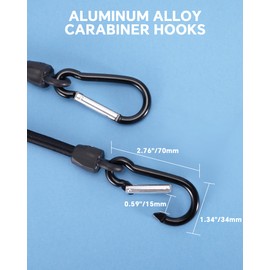 LUCKY STRAPS 8 Pcs 10 Inch Short Small Bungee Cords with Aluminum Alloy Carabiner Hooks, Black Mini UV Resistant Bungee Straps with Superior Elasticity, Great for Cargo, Bike, Kayak Boat, Luggage, etc