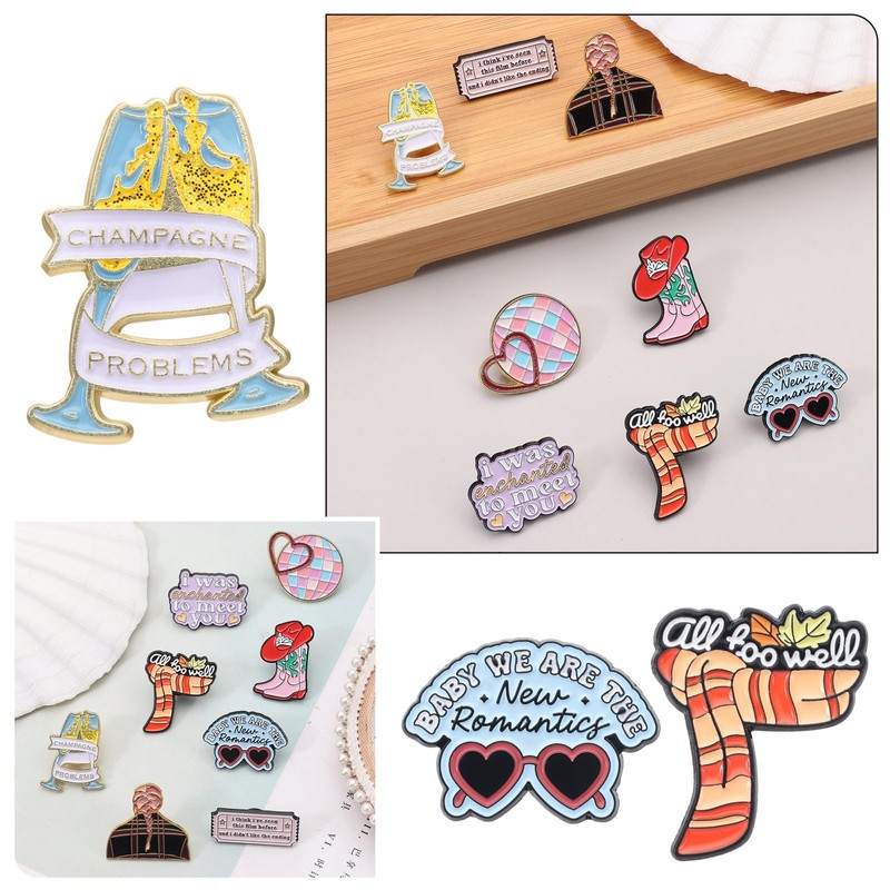 beyonday 8pcs Creative Singer Enamel Pins with Velvet Bag, Lyrics