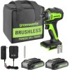 Greenworks 24V Brushless 1/4" Cordless Impact Driver, (2) 2.0Ah Batteries,