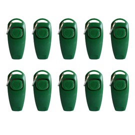 SEIWEI 10 x 2 in 1 Dog Clicker and Whistle Training Clicker for Dogs and Cats Green