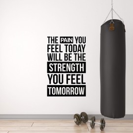 The Pain you Feel Today Will Be the Strength You Feel Tomorrow Motivational Gym Wall Decal Quote for Home Gym Yoga Exercise Fitness Workout Inspirational Wall Art Office Decor Vinyl Sticker Gift (Large)