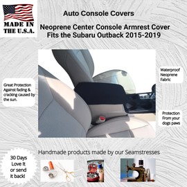 Auto Console Covers- Fits The Subaru Outback 2015-2019 Center Console Armrest Cover Waterproof Neoprene Fabric (Tan)