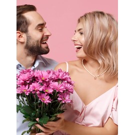 FOCALOOK Pearl Necklace Women's Birthstone Baroque Pearl Necklaces Choker Beads Necklace Gold-Plated Birthstone Pendant Pearl Necklace Pearl Jewellery Accessories, Pearl