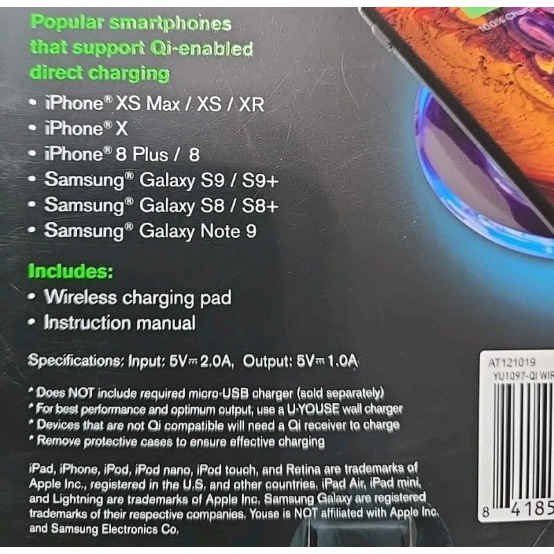 U YOUSE Youse Qu Wireless Charging Pad Black