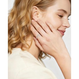 Desnuage Silver Flower Rings Stackable and Adjustable Thin Wrap Rings for Women Trendy Non Tarnish Gift for Girlfriend