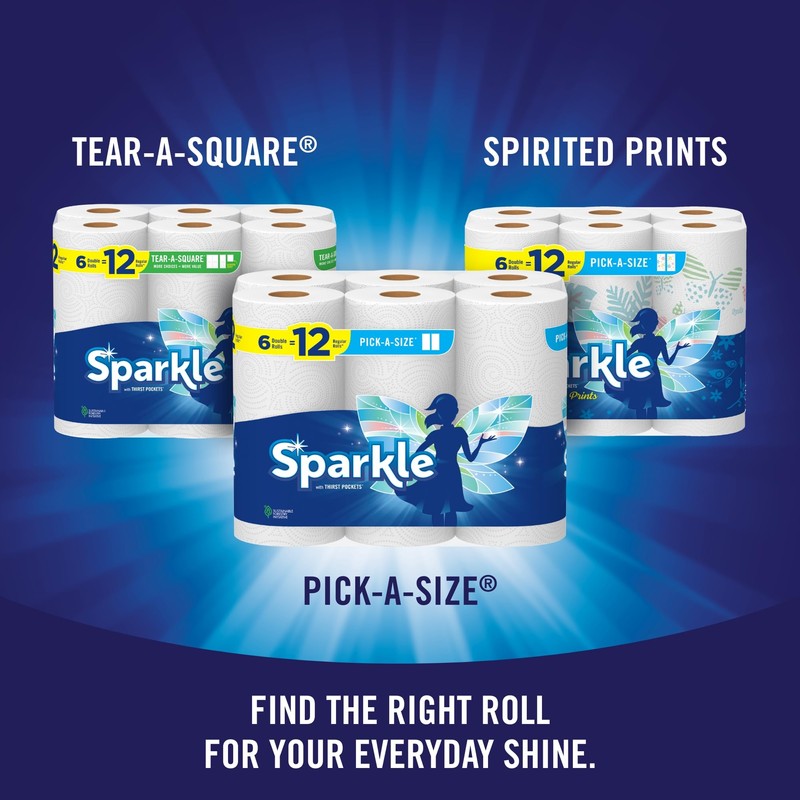 Sparkle Pick-A-Size Paper Towels, 3 Triple Rolls = 9 Regular