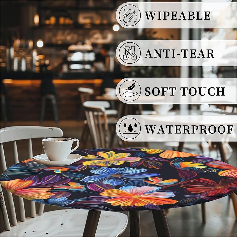 Outdoor Runde Tischdecke mit Gummizug Ø 60"(150cm) - Elastisch Garten