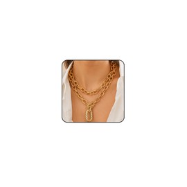 Chunky Gold Necklace for Women Layered Paperclip Chain Necklace Statement Necklace for Women Punk Cuban Link Chain for Women Chunky Choker Necklaces for Womens Chunky Jewelry (Style 1)