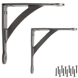 EDUWURXS Industrial Cast Iron Penny Gallow Shelving Brackets Pack of 2 6X6 Heavy Duty Wall Brackets for Shelves, Kitchen Shelves, Living Room, Additional