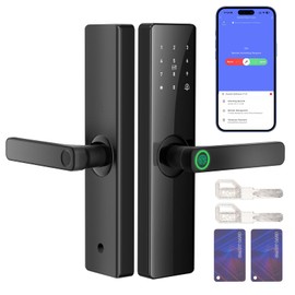 Smart Fingerprint Door Lock, Keyless Entry Front Door Lock Deadbolt with Doorbell, Smart Mortise Lock Built in App Control, IC Card, Keys, Anti-Peep Touchscreen, Perfect for Home/Apartment