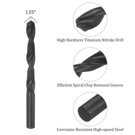 Kozelo 6PCS Twist Drill Bit - [7/16"] High-Speed Steel Round Shank Jobber Bit Set Black for Metal Wood Plastic Steel Use, 95mm/3.74" Blade Length