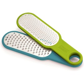 Joseph Joseph Duo - Juego de rallador de cocina de 2 piezas, verduras, queso grueso y fino, zester cítrico, ópalo/verde