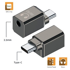 NFHK USB C to 3.5mm Headphone Jack Adapter Support Hi-Res 32bits 384KHz HiFi Sound Quality with DAC Chip