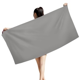 Chamgeco Microfiber Sand Free Beach Towel, Large Quick Dry Pool Towel Bath Blanket, Lightweight Super Absorbent Towels for Swimming Pool Yoga Gym Travel Beach Essentials for Adults Kids (Gray)