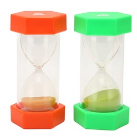2Pcs Sand Timer 20 Minutes Hexagonal Shape Durable Plastic Widely Used Sand Clock for Kitchen Classroom Office Party