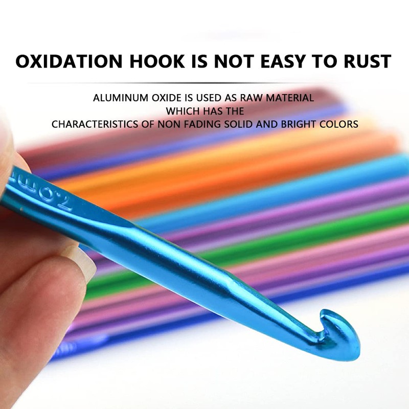 9 Pack Crochet Kit Coloured Aluminum Crochet Knitting Set 9