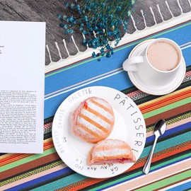 84 X 59 Inch Mexican Serape Blanket Bay Window Blanket, Mexican Tablecloth Serape Tatami Blanket Bed Blanket Table Cover Tapestry Blanket Picnic Mat for Mexican Party Wedding Decorations