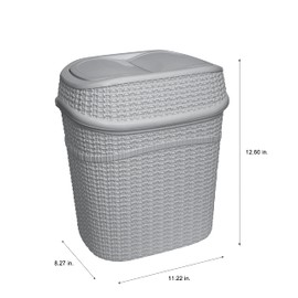 Bath Bliss 2 Pack Sailor Knot Swing Top Waste Bin | Dimensions: 11.22" x 8.27" x 12.6" | 9.5 Liter | Swing Top | Home Décor | Compact | Grey