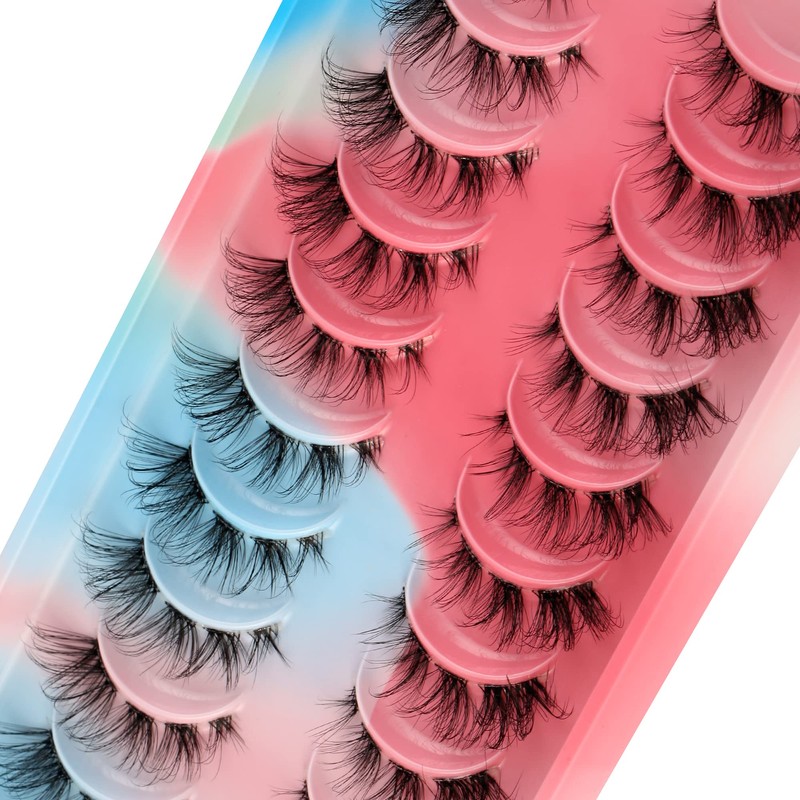 Half False Eyelashes 10 Pairs Clear Band Natural D Curl