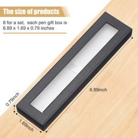 8 Pcs Pen Gift Box Empty Pen Cases with Clear Lid, Pen Ballpoint Presentation Display Box Christmas Jewelry Gift Present Cases Collection Sets for Business Birthday Souvenir Office Supplies(Black)