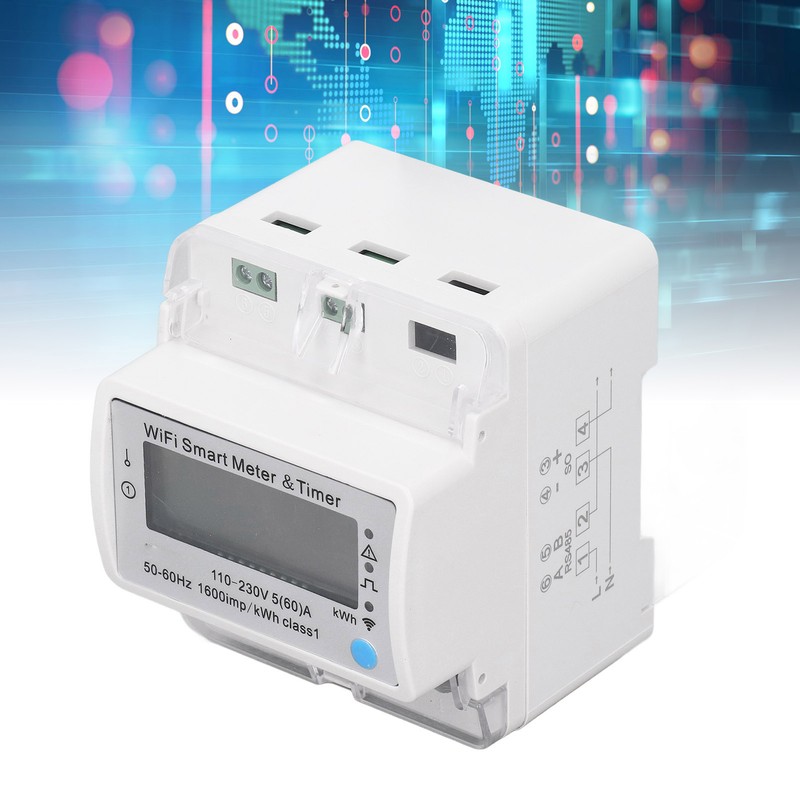 Smart Energy Meter DIN Rail Digital Display Electric Meter WiFi