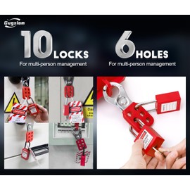 Gugxiom 10PCS Lock Out Tag Out Hasp, 6 Hole Design Padlock Hasp for Lockout Station, Safety Hasp Lock, Up to 6 Workers, for Industrial Chemical