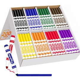 Aigybobo 200 Count Washable Markers Bulk, 8 Assorted Colors, Broad Line Markers for School, Markers Bulk Pack Classroom for Kids, Back to School Supplies Classroom Essentials for Teachers