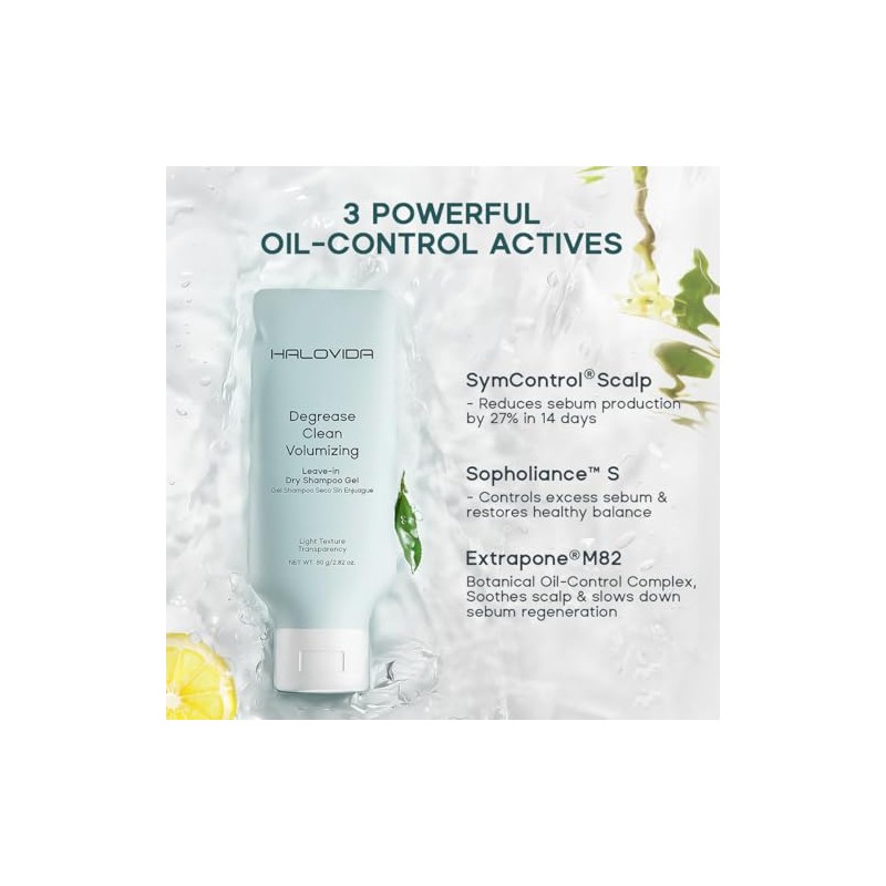 HALOVIDA Leave-in Dry Shampoo Gel, Instant Oil Absorption & Volume,
