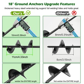 hannger 8 Pack 18" Ground Anchors Shed Anchor Kit with 3/16" Galvanized Cable, Trampoline Stakes Anchors Heavy Duty for High Wind, Earth Anchors for Trampoline Shed Swing Tent Canopy Gazebo