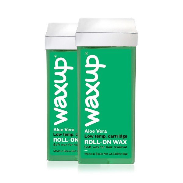 waxup Aloe Vera Roll On Wax, Hair Removal Wax Cartridge, Depilatory Wax Roller Refill for legs and arms 3.88 Ounce / 110g (2 Pack). Wax Warmer and Waxing Strips not Included.