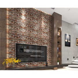 Yutianli 7mm Thick Anti-Collision self Adhesive 3D Wall Panels Peel and Stick,10-Pack 57 Sq.Ft Antique Foam Wall Panel Faux Brick Wall Panels Faux Stone Wall Panels for Bedroom (10, Style D)